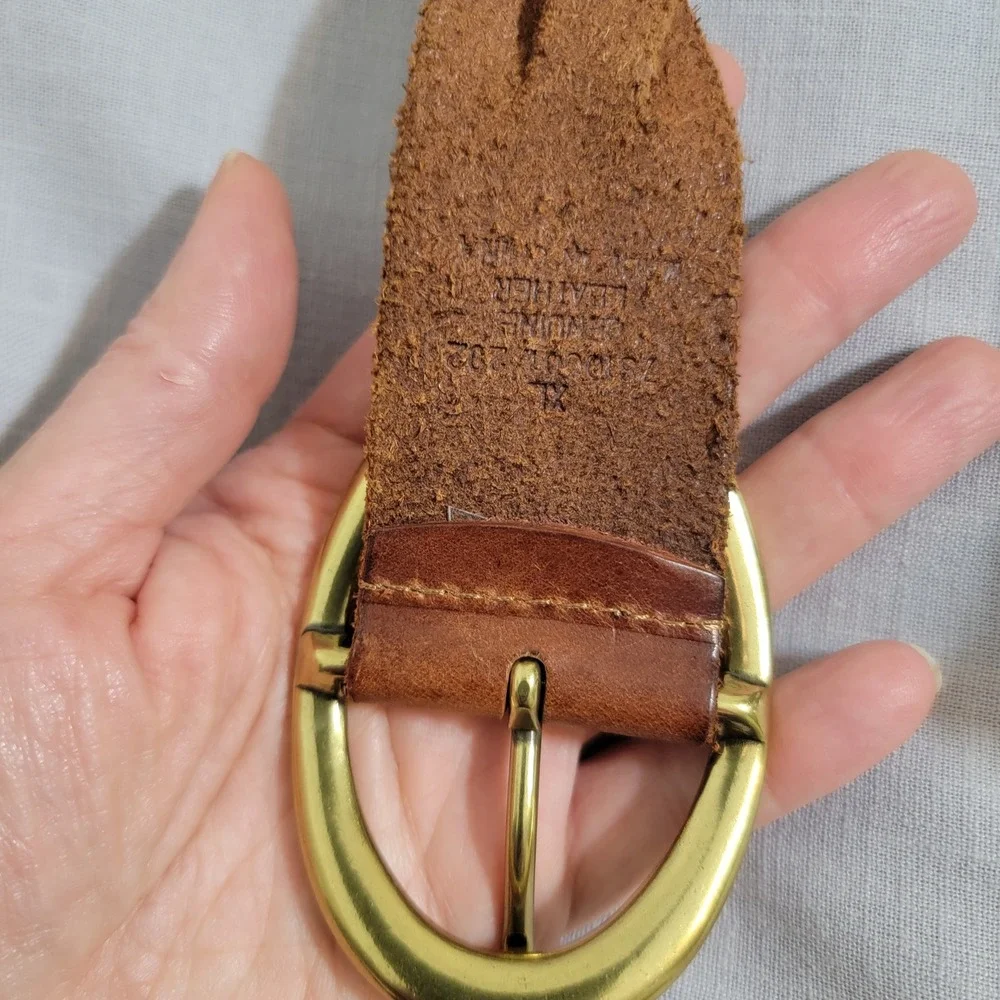 Chaps Brown Braided Leather Belt with Gold Buckle